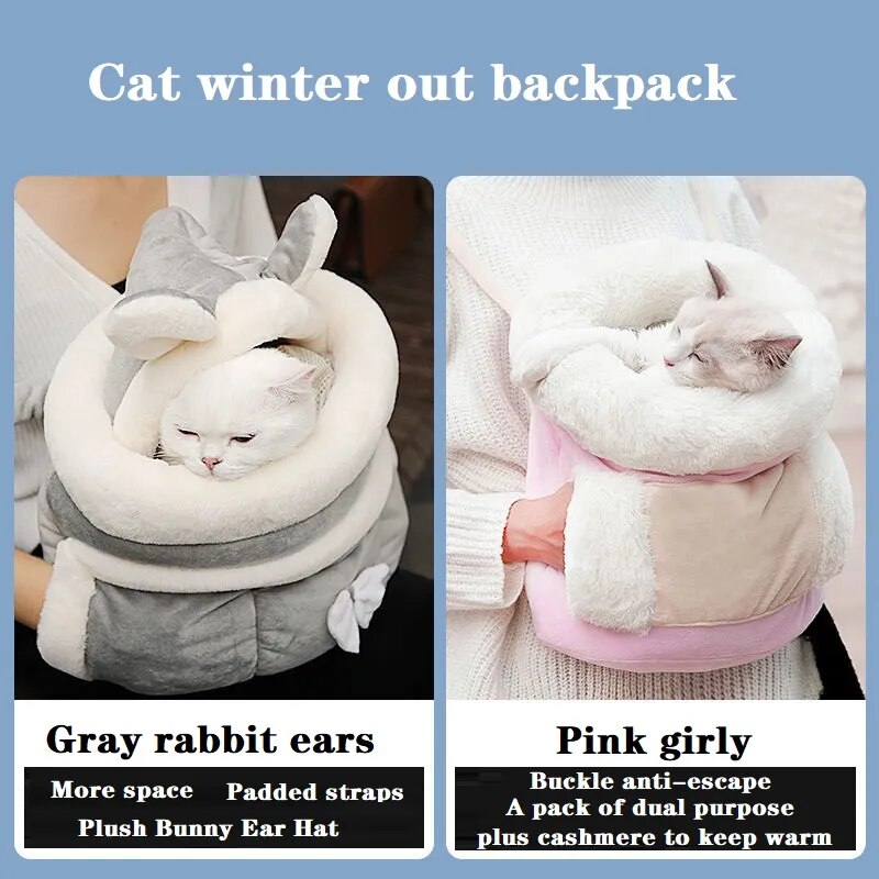 Carrier for cat,Pet cat backpack,Cat bag,Soft,Thick and Warm,winter outdoor Backpack,Handmade,limited edition,Free shipping