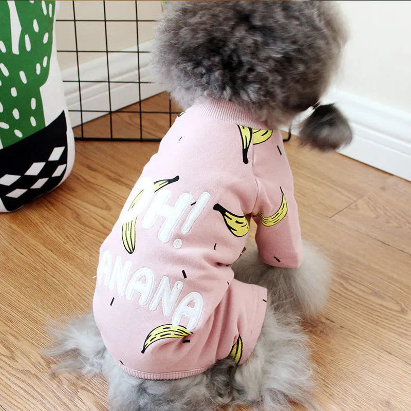 Banana Print Dog Clothes High Quality Dog Coat Jackets Puppy Dogs Costume Cotton Pet Jumpsuit Warm Pets Dogs Clothing Ropa Perro