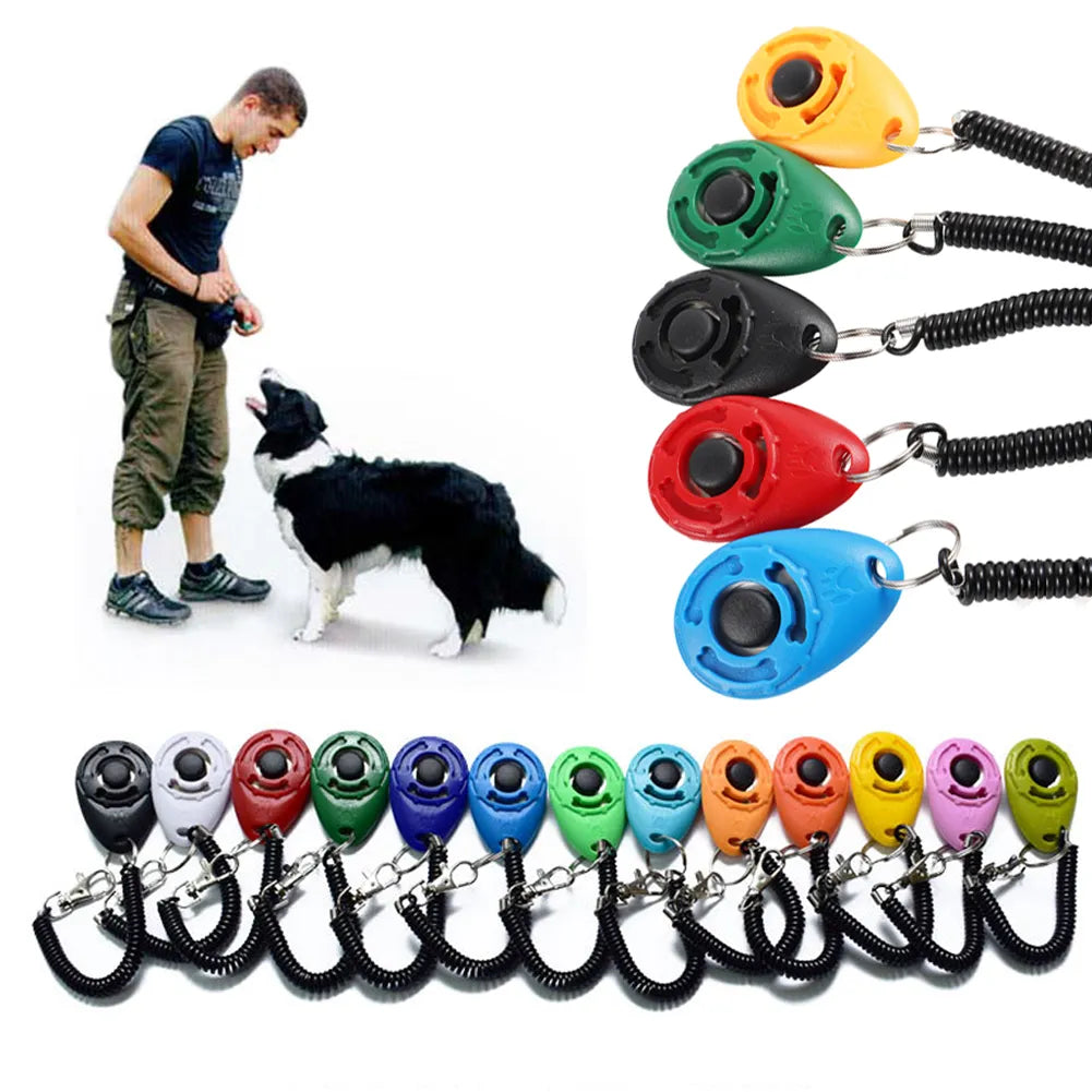Dog Training Clicker Pet Cat Plastic New Dogs Click Trainer Aid Tools Adjustable Wrist Strap Sound Key Chain Dog Supplies