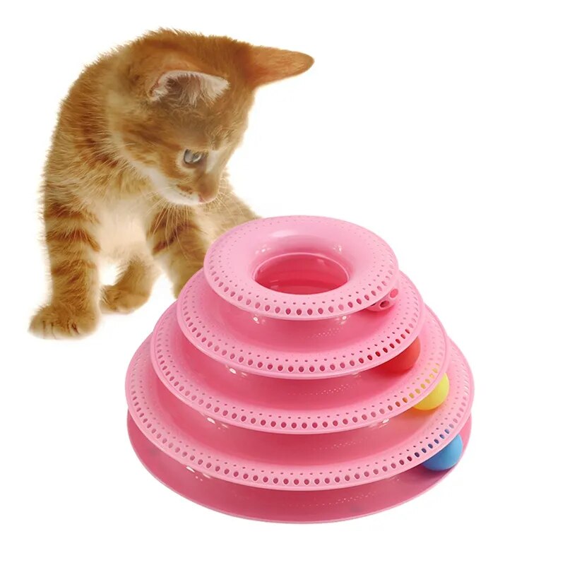 3 Levels Cat Pet Toy Cat Toys Intelligence Triple Play Disc Cat Toy Balls Cat Crazy Ball Disk Interactive Toy for IQ Traning