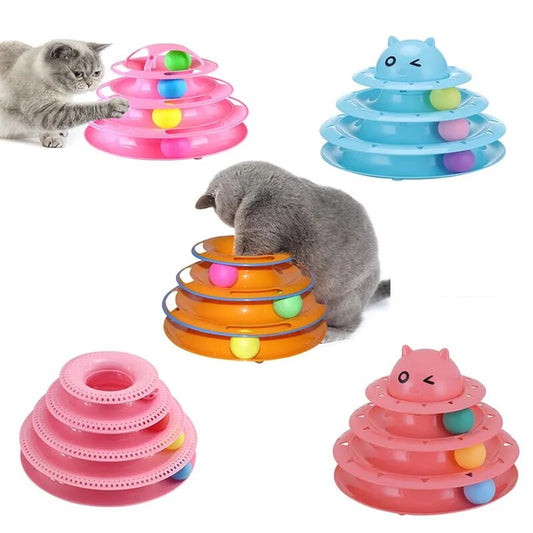 3 Levels Cat Pet Toy Cat Toys Intelligence Triple Play Disc Cat Toy Balls Cat Crazy Ball Disk Interactive Toy for IQ Traning