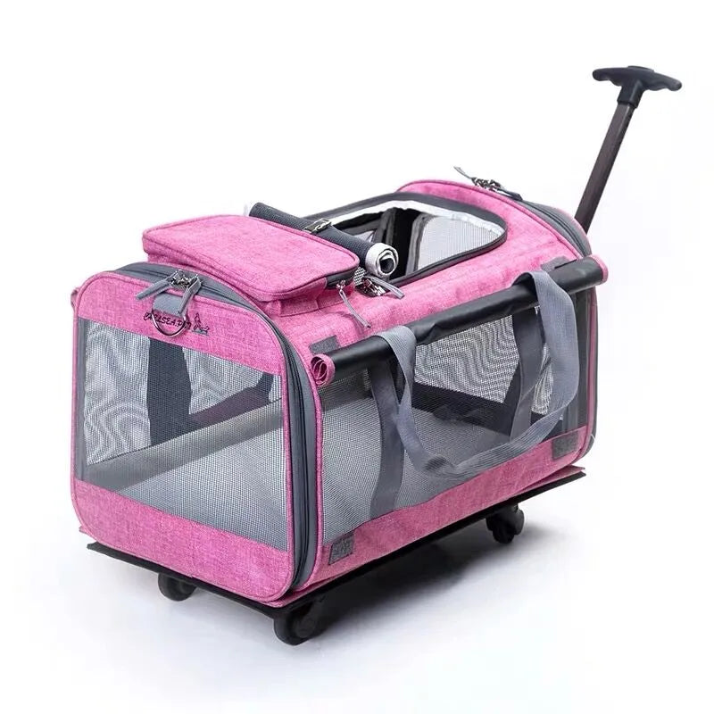New Foldable pet Rolling Luggage Spinner Cat and dog Suitcase on Wheels 20 inch Carry on handbag Trolley pets Travel Bags