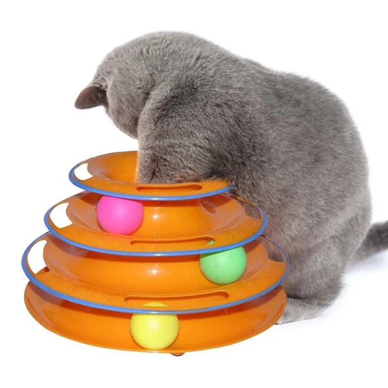 3 Levels Cat Pet Toy Cat Toys Intelligence Triple Play Disc Cat Toy Balls Cat Crazy Ball Disk Interactive Toy for IQ Traning