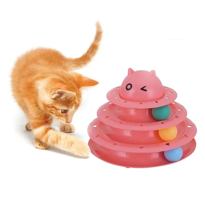 3 Levels Cat Pet Toy Cat Toys Intelligence Triple Play Disc Cat Toy Balls Cat Crazy Ball Disk Interactive Toy for IQ Traning