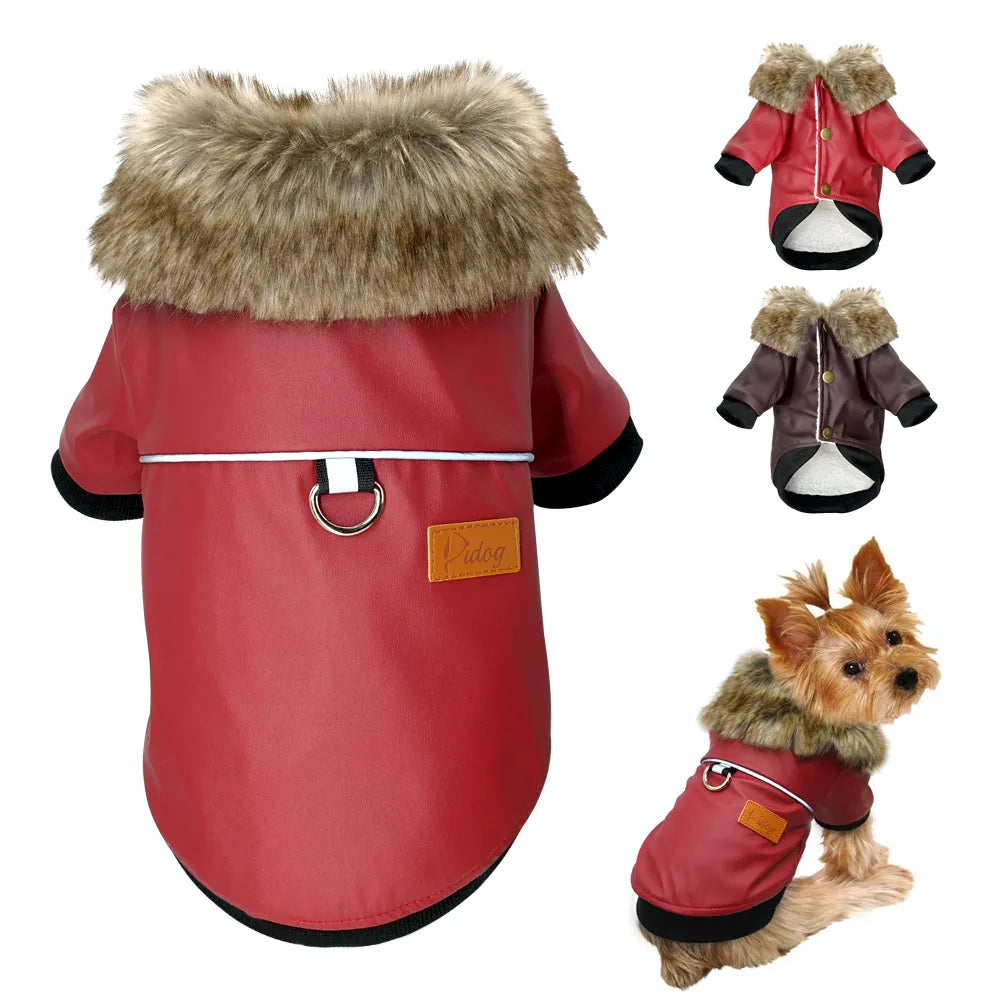 Waterproof Dog Clothes Leather Coat Winter Dog Jacket Coat for Small Dogs Pets Pug French Bulldog Schnauzer Roupa Cachorro