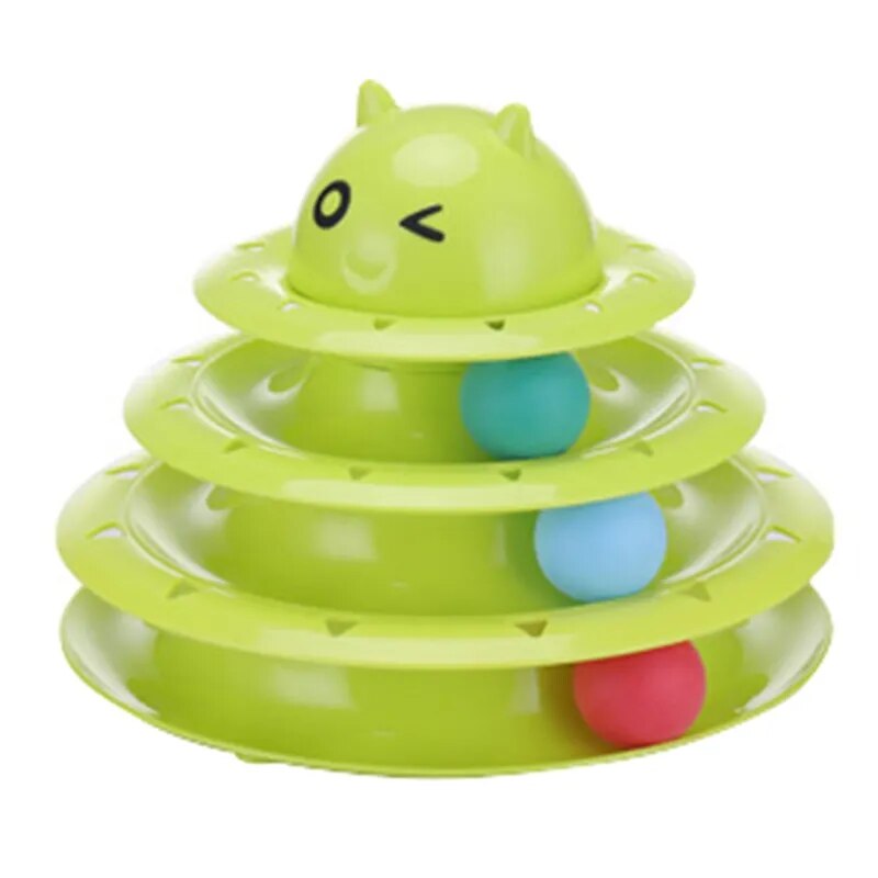 3 Levels Cat Pet Toy Cat Toys Intelligence Triple Play Disc Cat Toy Balls Cat Crazy Ball Disk Interactive Toy for IQ Traning