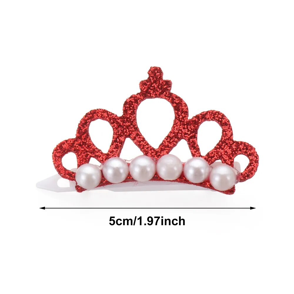 1PC Small Dog Bowknot Faux Pearl Crown Shape Bows Hair Clips Bow Cute Head Decoration Handmade Cat Pet Grooming Accessories