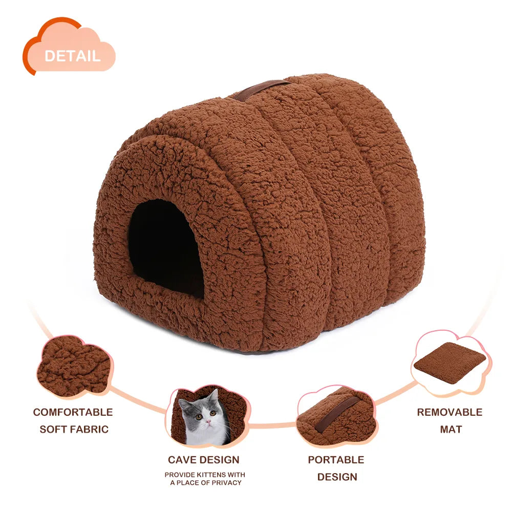 Pet Dog Beds For Dogs Cat Pet Soft Kennels Cute Paw Design Puppy Warm Sofa Gray Removable Dog Cat Houses Winter For Pet Products