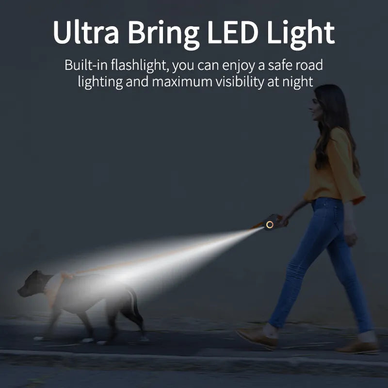 5M Dog Walking Leash Automatic Retractable Dog Leash LED Luminous Fashion Light Straps For Puppy Pet Walking Running Lead