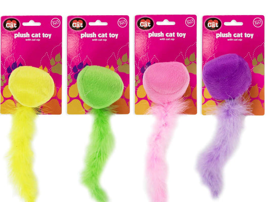 PLUSH CAT TOY WITH CATNIP ASSORTED COLOURS